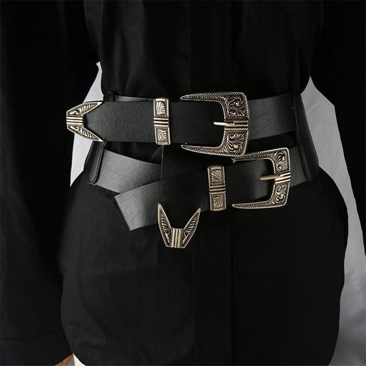 Women's Metal Carved Double Headed Buckle Corset Belt - Double Headed Buckle - image 0