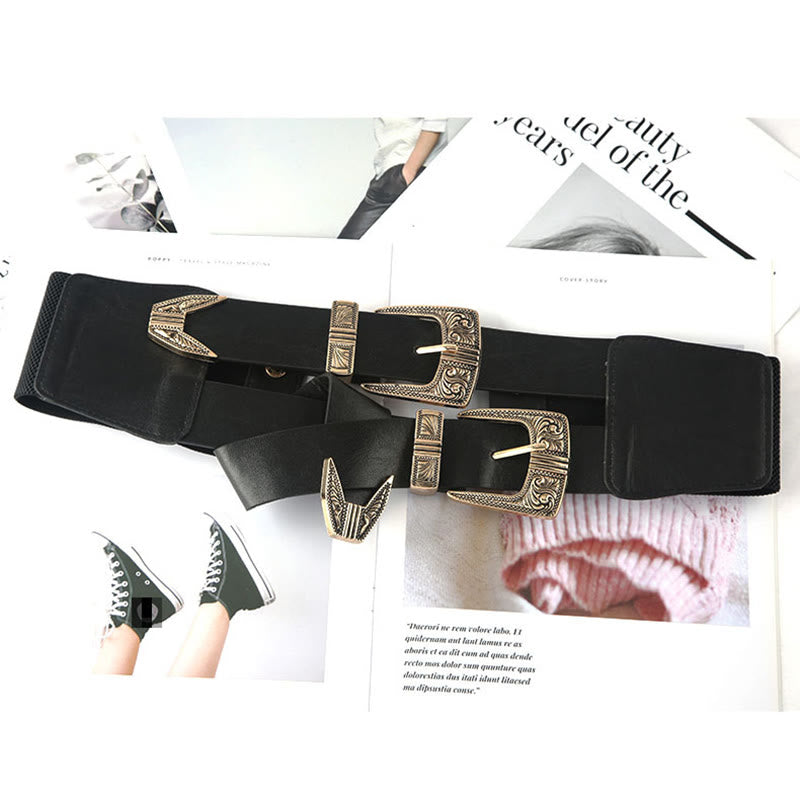 Women's Metal Carved Double Headed Buckle Corset Belt - image 1