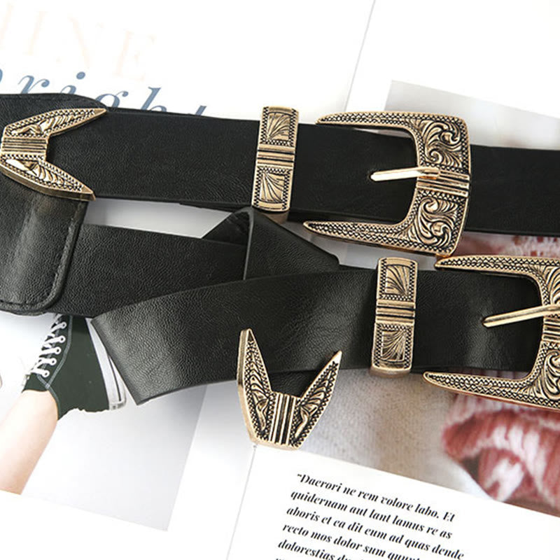 Women's Metal Carved Double Headed Buckle Corset Belt - image 2