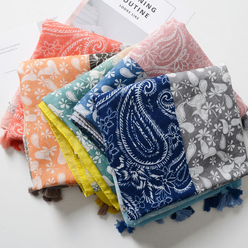 Bohemian Style Cashew Print Color Blocked Scarf - image 1