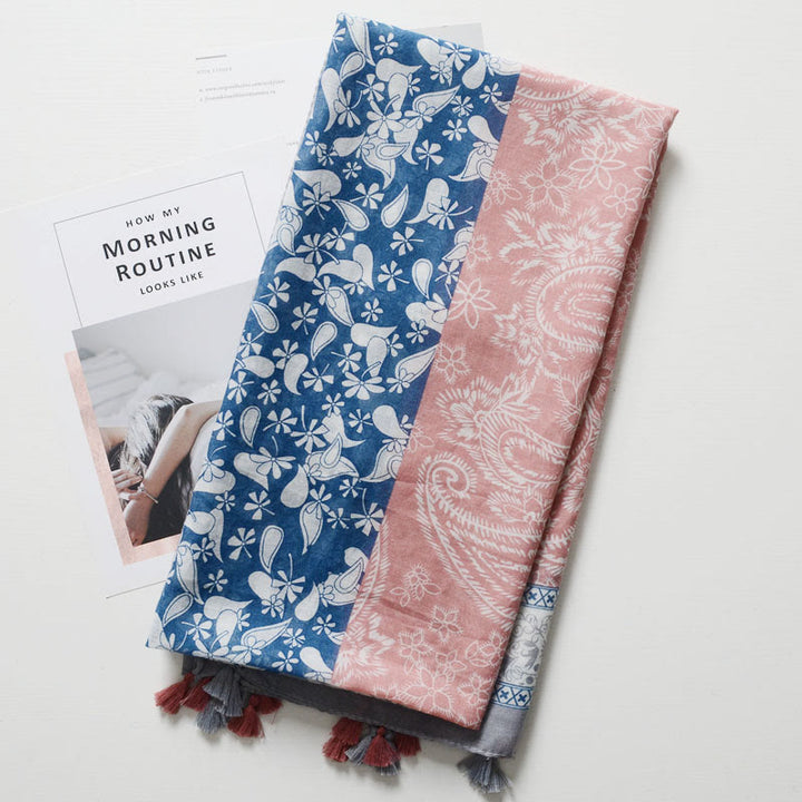 Bohemian Style Cashew Print Color Blocked Scarf - image 4