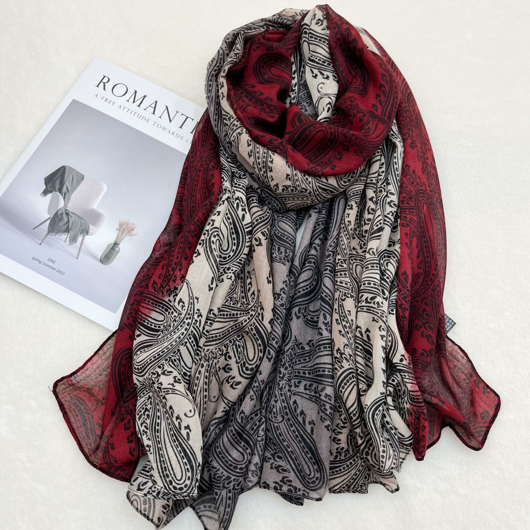 Fashion Sunscreen Color Blocked Women's Shawl Scarf - Red - image 3