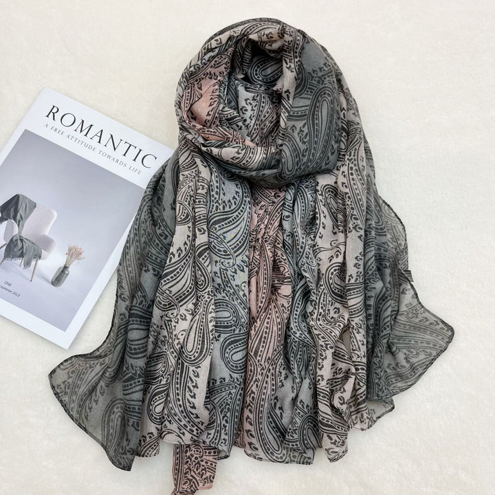 Fashion Sunscreen Color Blocked Women's Shawl Scarf - Grey and Pink - image 2