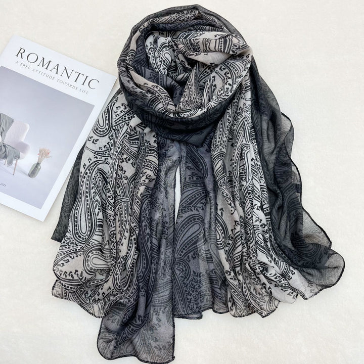 Fashion Sunscreen Color Blocked Women's Shawl Scarf - Dark Gray - image 4