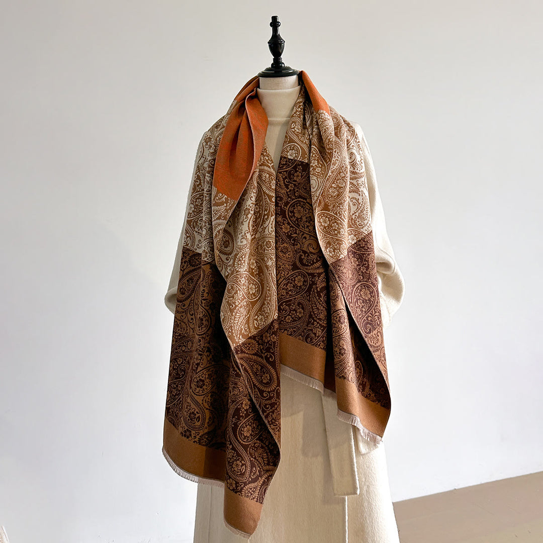 Retro Exotic Cashew Print Women's Winter Warm Scarf - Brown - image 0