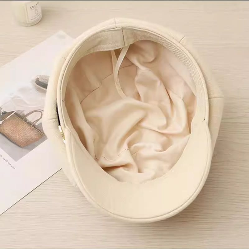 Fashion Winter Women's Beret Hat With Metal Buckle Chain - image 4