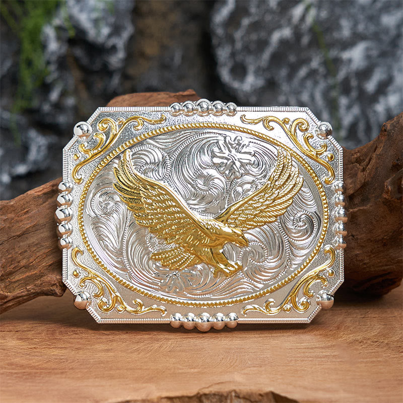 Golden Flying Eagle DIY Cowboy Buckle Leather Belt - Flying Eagle - Without Belt - Not Included Belt - image 0