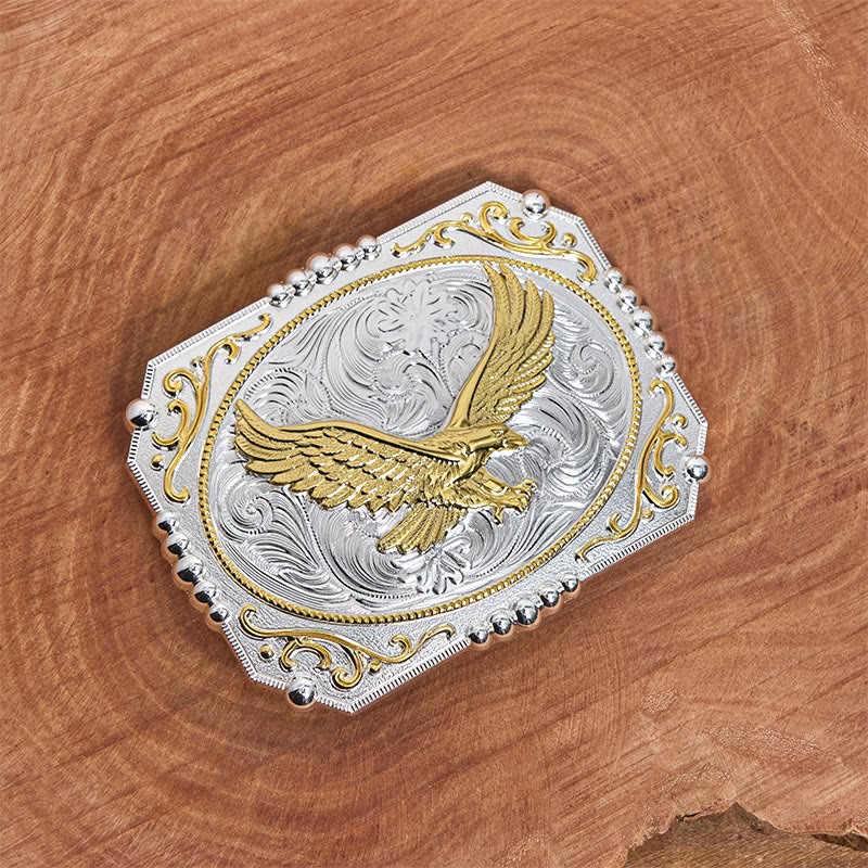 Golden Flying Eagle DIY Cowboy Buckle Leather Belt - image 2