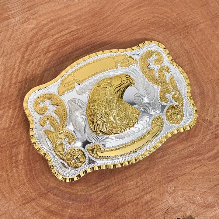 Golden Fierce Eagle Head DIY Cowboy Buckle Leather Belt - image 2