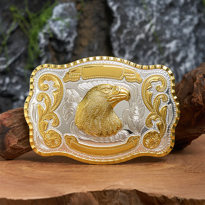 Golden Fierce Eagle Head DIY Cowboy Buckle Leather Belt - Eagle Head - Without Belt - Not Included Belt - image 0