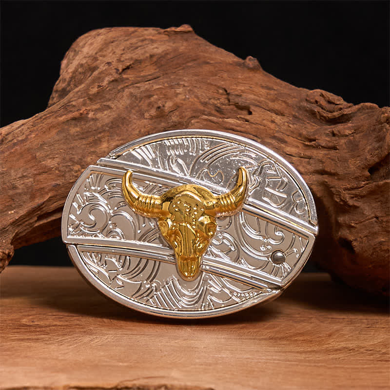 Men's DIY Gold & Silver Bull Hidden Folding Knife Leather Belt - Bull - Without Belt - Not Included Belt - image 0