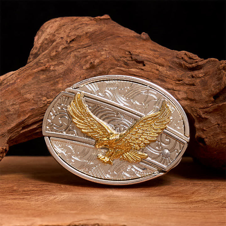 Men's DIY Gold & Silver Eagle Hidden Folding Knife Leather Belt - Eagle - Without Belt - Not Included Belt - image 0