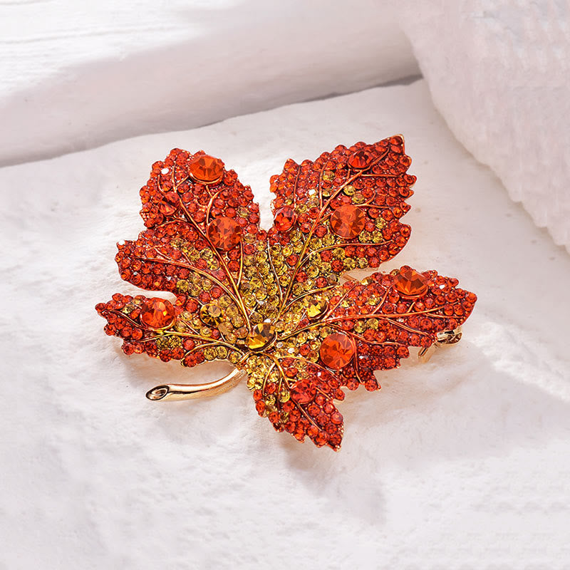 Exquisite Maple Leaf Shaped Crystal Brooch Accessory - image 3