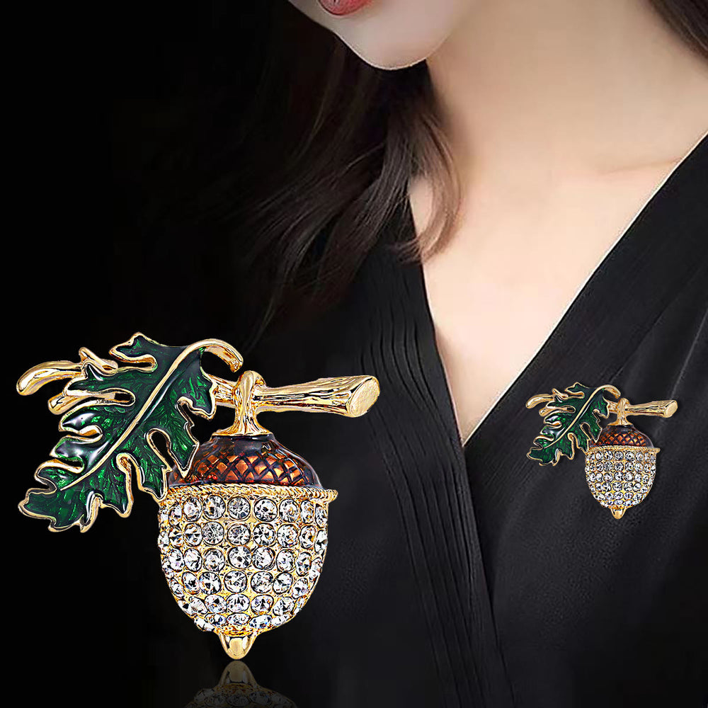 Exquisite Autumn Pinecone Diamond Alloy Brooch - image 1
