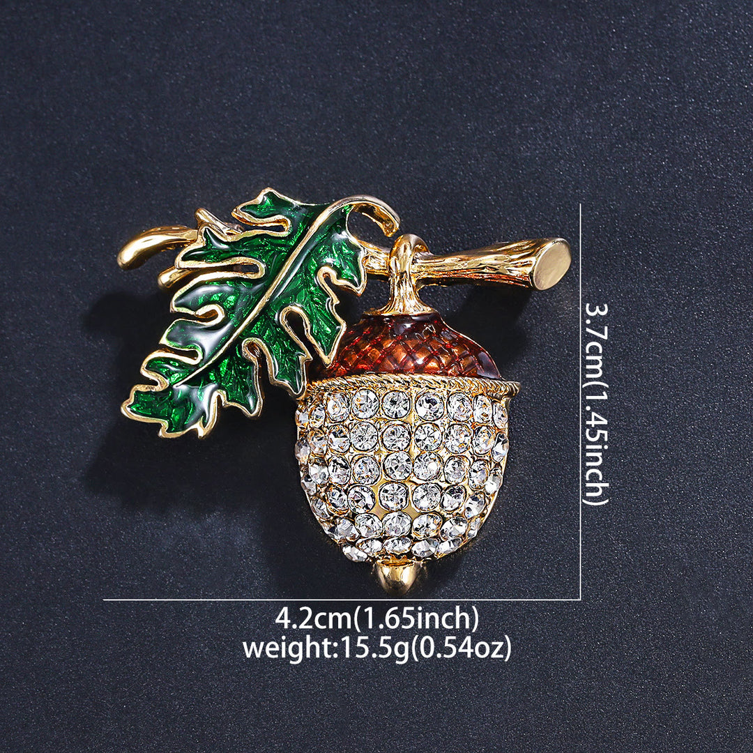 Exquisite Autumn Pinecone Diamond Alloy Brooch - image 2