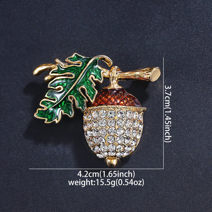 Exquisite Autumn Pinecone Diamond Alloy Brooch - image 2