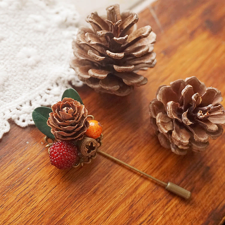 Handmade Creative Forest Simulation Pinecone Brooch - image 1