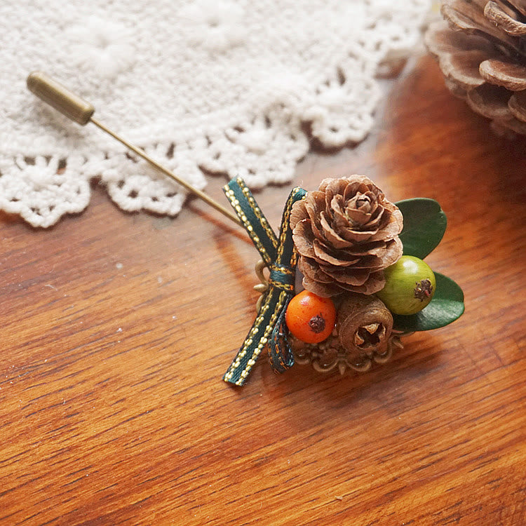 Handmade Creative Berry & Pinecone Strap Brooch - image 2