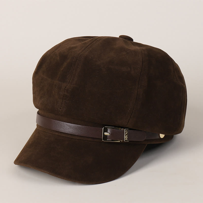 Fashion Solid-Color Winter Women's Beret Hat With Buckle - Coffee - M (22"-22 7/8") - image 5