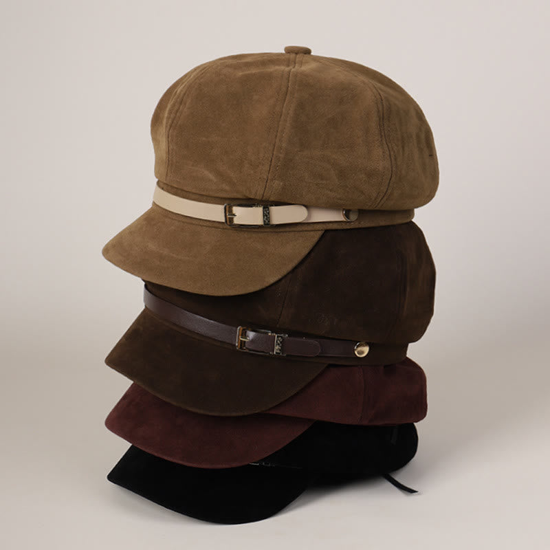 Fashion Solid-Color Winter Women's Beret Hat With Buckle - image 1