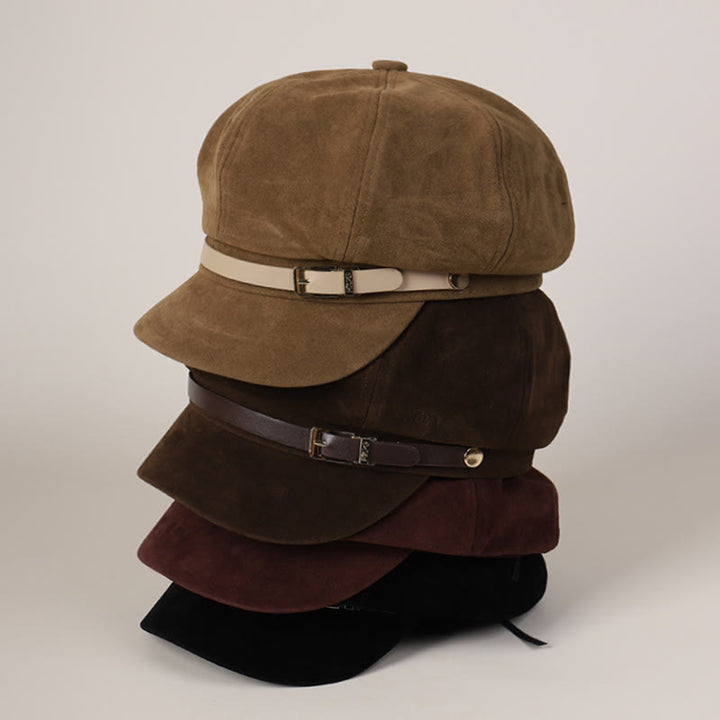 Fashion Solid-Color Winter Women's Beret Hat With Buckle - image 1