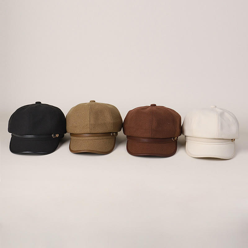 Edge Wrapped Belt Buckle Fashionable Winter Women's Beret Hat - image 6