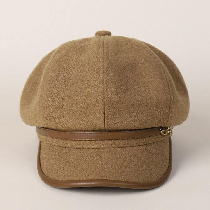 Edge Wrapped Belt Buckle Fashionable Winter Women's Beret Hat - image 2