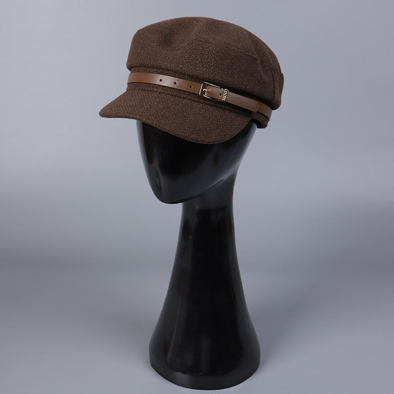 Winter Belt Metal Buckle Flat Top Women's Beret - image 1