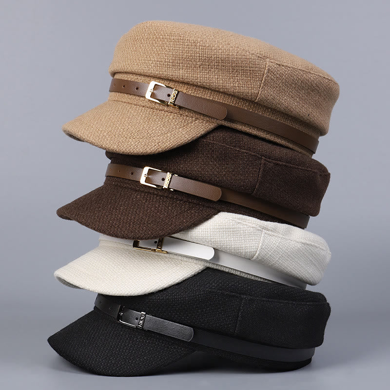 Winter Belt Metal Buckle Flat Top Women's Beret - image 6