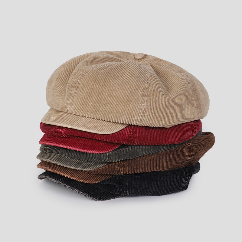 Unisex Distress Washed Corduroy Cloud Beret Hat - image 6