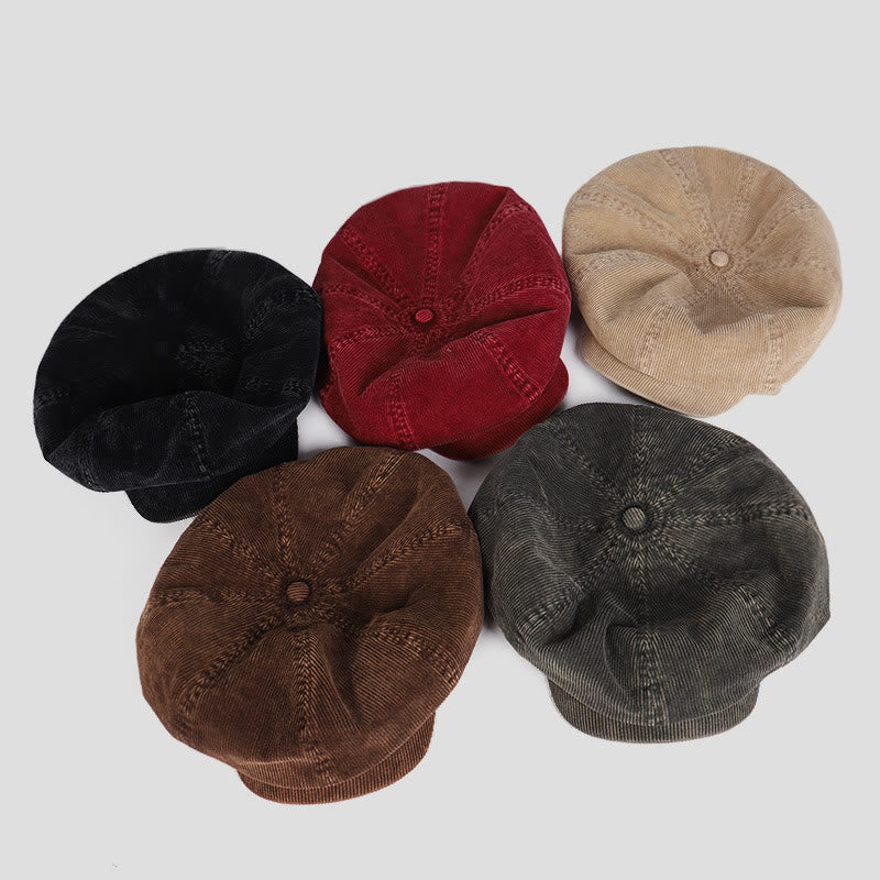 Unisex Distress Washed Corduroy Cloud Beret Hat - image 7