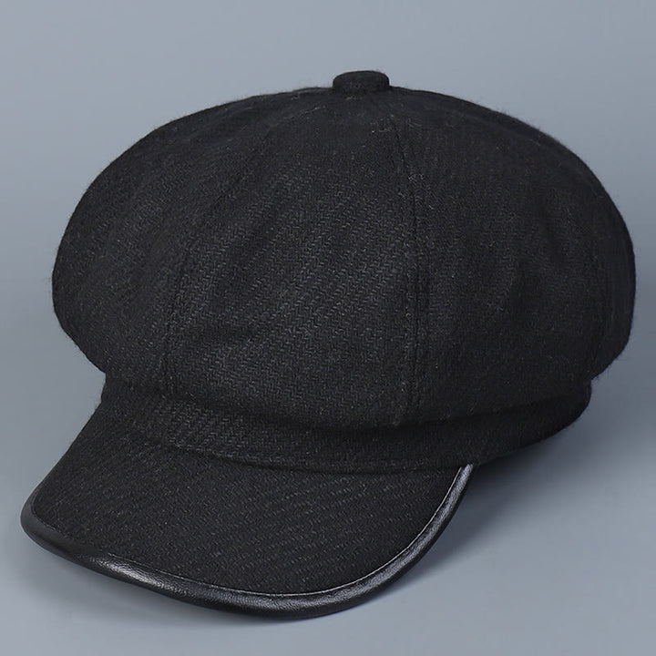 Fashionable And Simple Winter Women's Beret Hat Edge Covering - Black - M (22"-22 7/8") - image 8