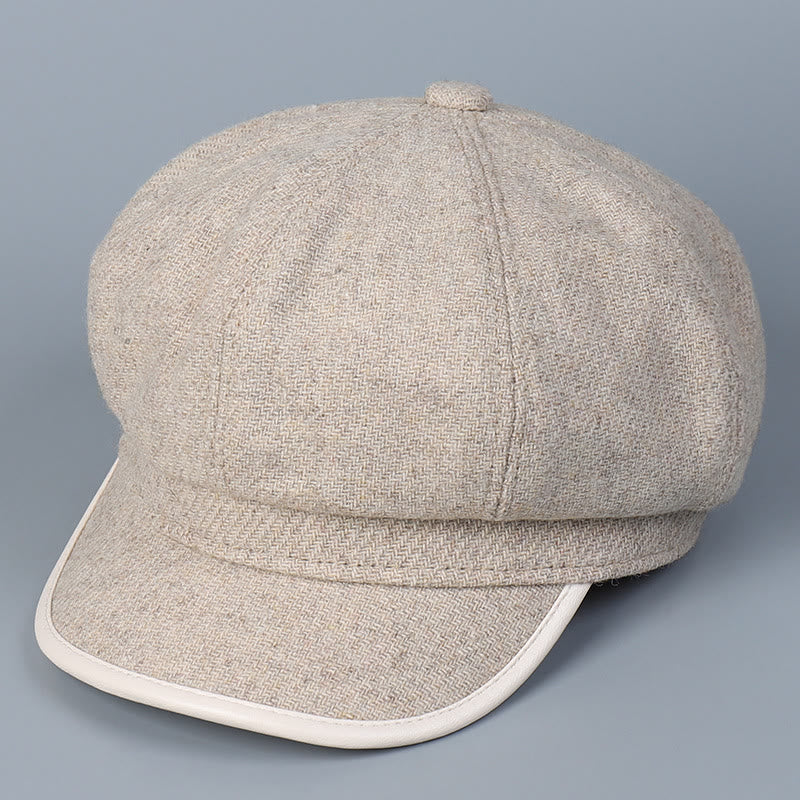 Fashionable And Simple Winter Women's Beret Hat Edge Covering - Beige - M (22"-22 7/8") - image 10