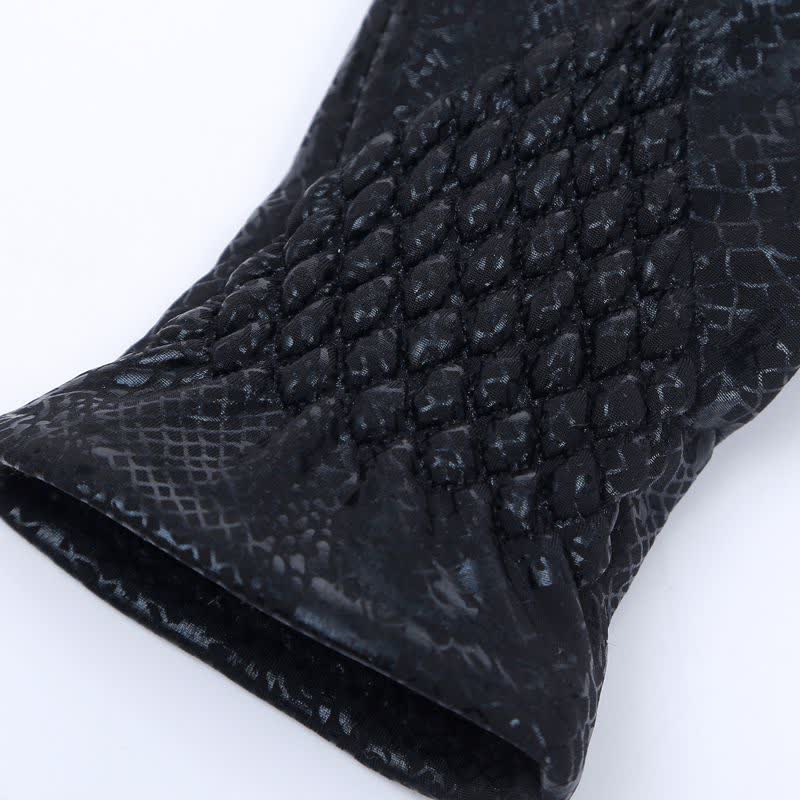 Women's Glossy Python Pattern Soft Velvet Gloves - image 7