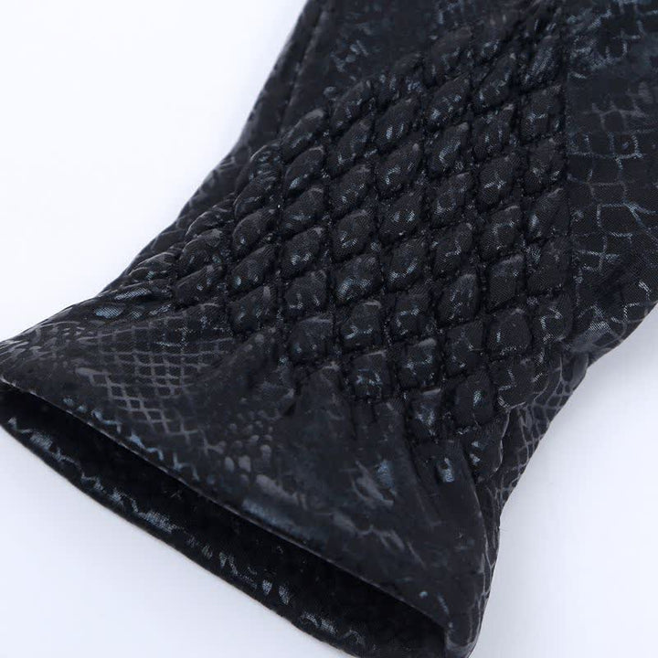 Women's Glossy Python Pattern Soft Velvet Gloves - image 7