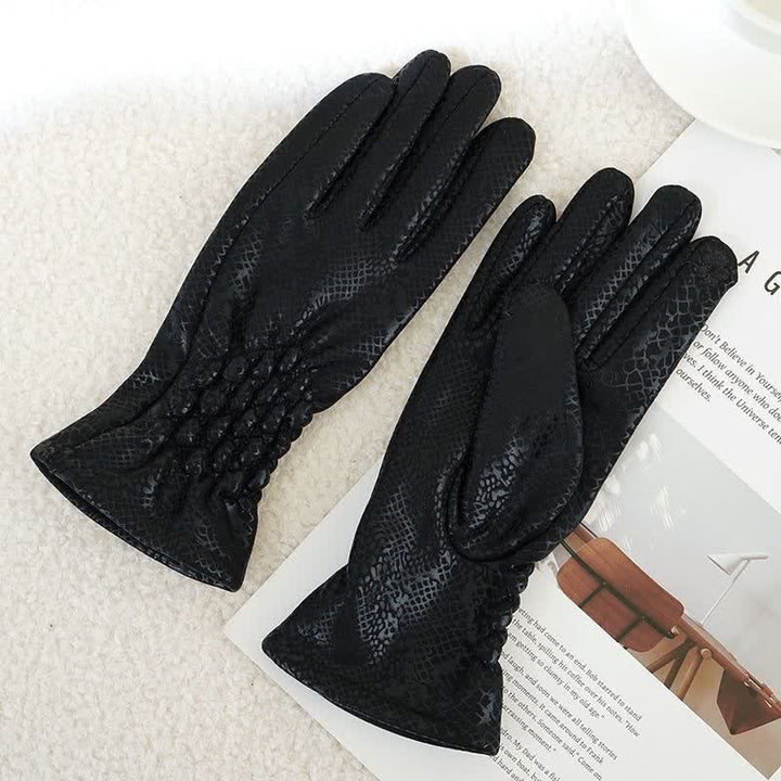 Women's Glossy Python Pattern Soft Velvet Gloves - image 3