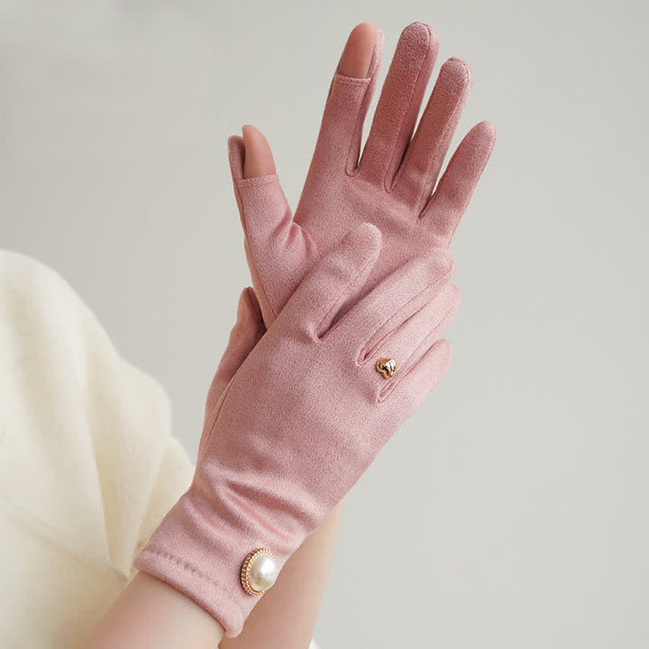 Women's Elegant Fuax Pearls Heart Design Gloves - image 8