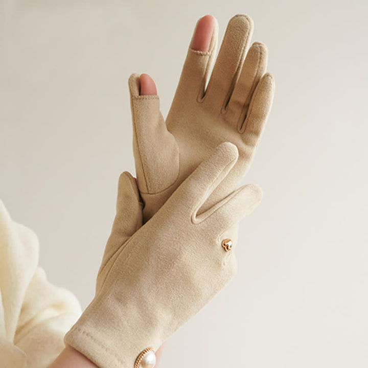 Women's Elegant Fuax Pearls Heart Design Gloves - image 2