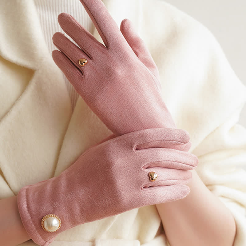 Women's Elegant Fuax Pearls Heart Design Gloves - image 7