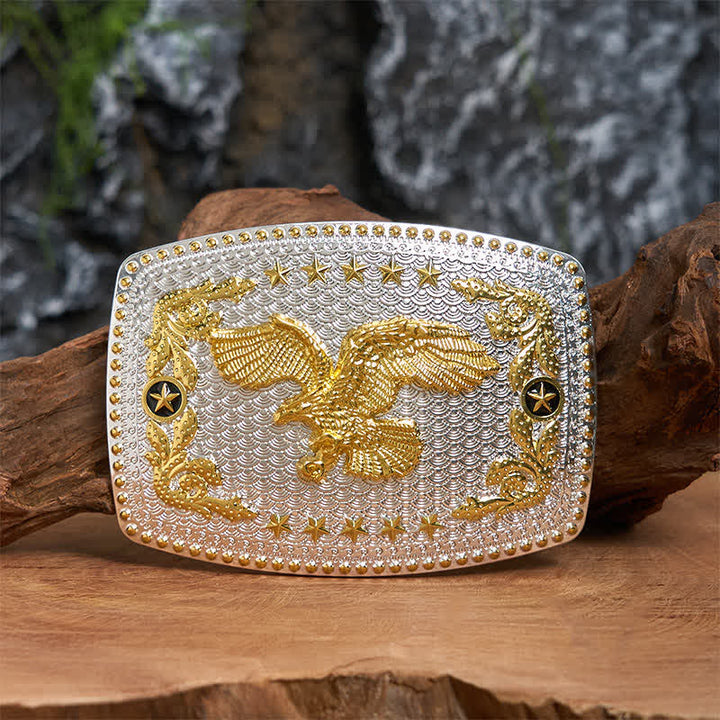 Rectangular DIY Two Tone Flying Eagle Large Buckle Leather Belt - Flying Eagle - Without Belt - Not Included Belt - image 0