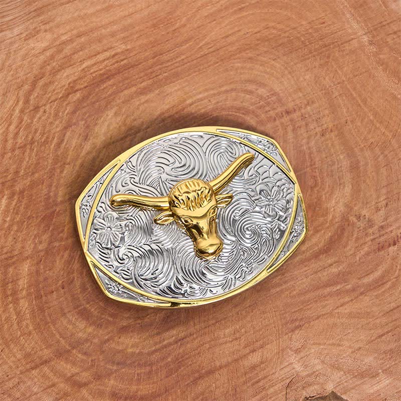 Native Golden DIY Longhorn Head Large Buckle Leather Belt  - image 1