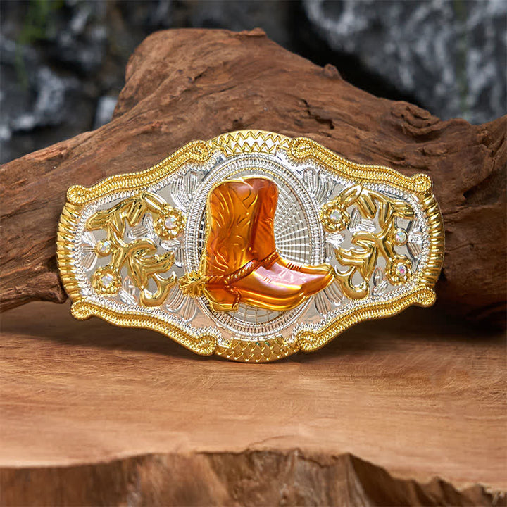 Gold & Orange Boots DIY West Large Buckle Leather Belt  - Boots - Without Belt - Not Included Belt - image 0