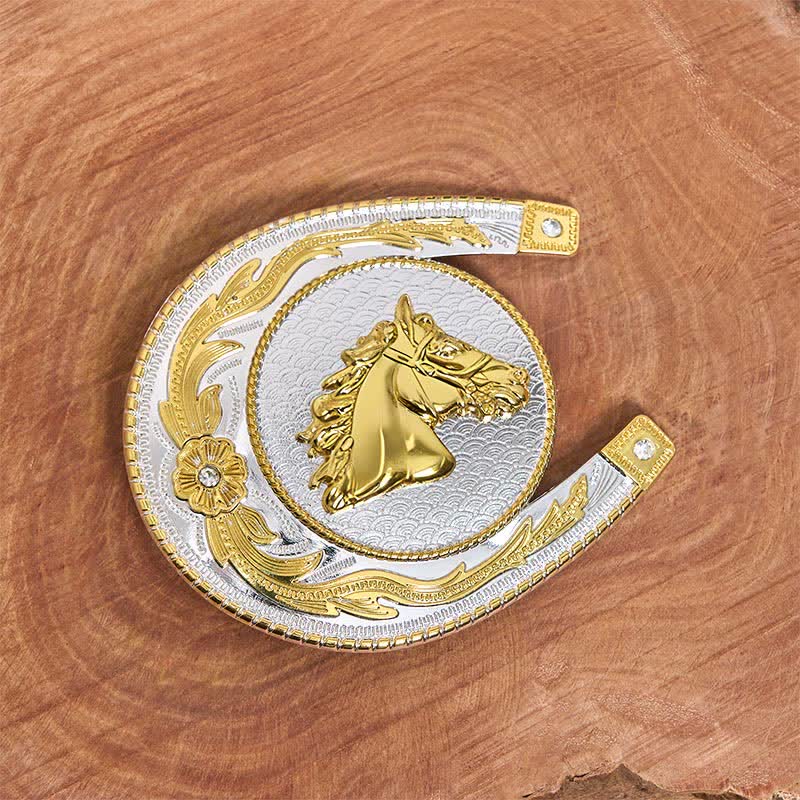 Large Horseshoe Shape DIY Western Buckle Leather Belt  - image 1