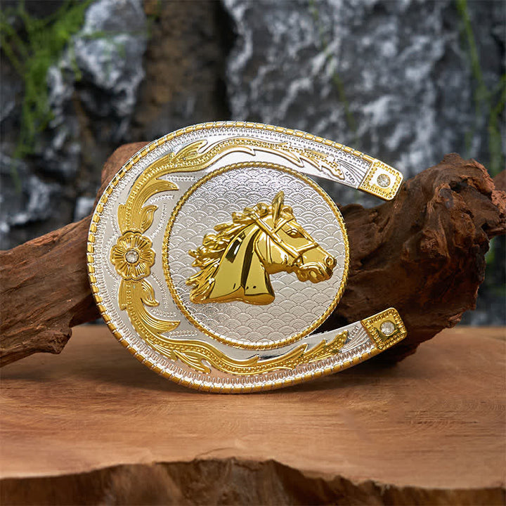 Large Horseshoe Shape DIY Western Buckle Leather Belt  - Horseshoe - Without Belt - Not Included Belt - image 0