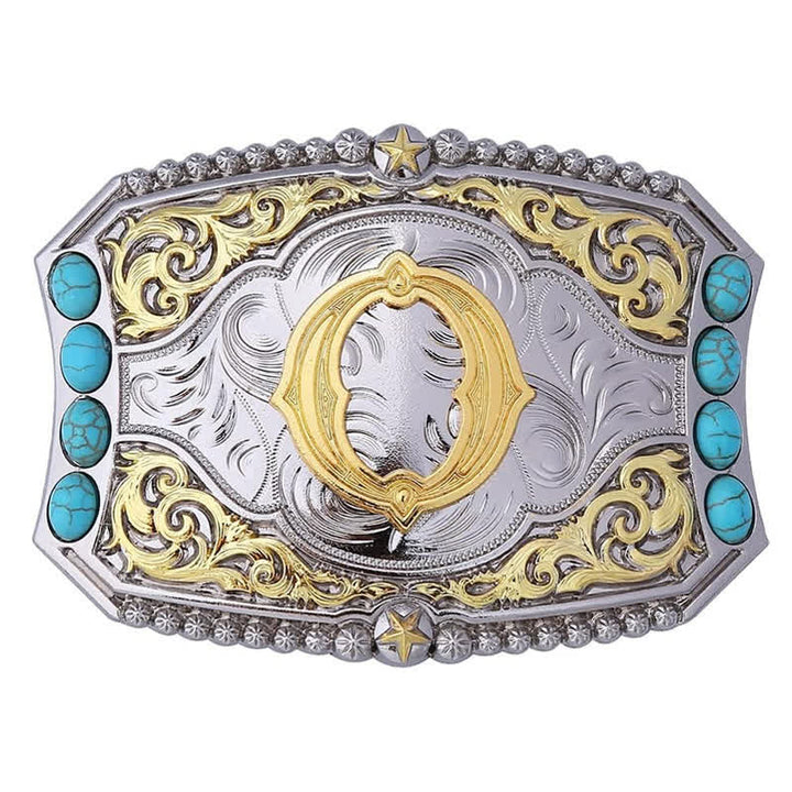 Decorative Turquoise DIY Initial Letter Buckle Leather Belt - O - Without Belt - image 16