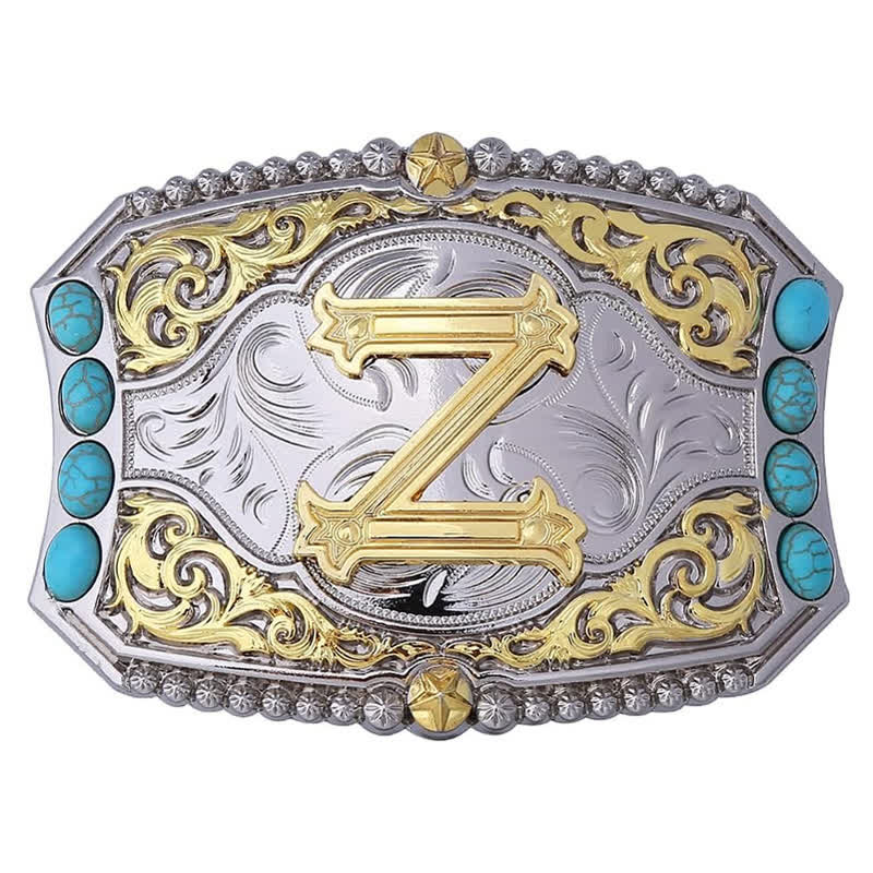 Decorative Turquoise DIY Initial Letter Buckle Leather Belt - Z - Without Belt - image 25