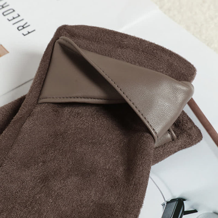 Women's Solid Color Warm Fleece Lined Sueded Gloves - image 4