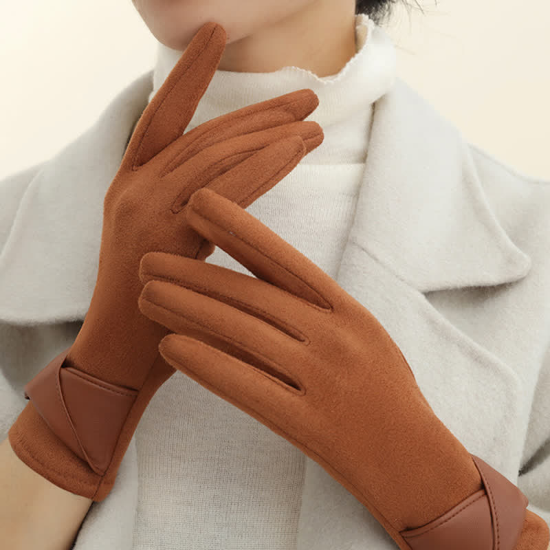 Women's Solid Color Warm Fleece Lined Sueded Gloves - image 11