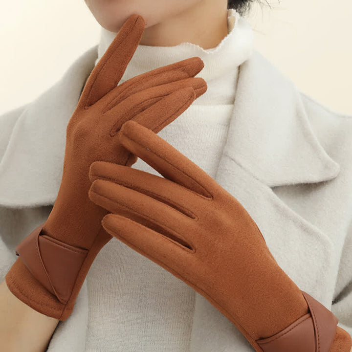 Women's Solid Color Warm Fleece Lined Sueded Gloves - image 11