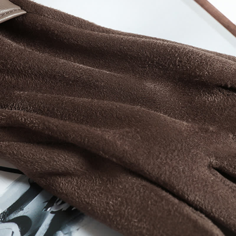 Women's Solid Color Warm Fleece Lined Sueded Gloves - image 6